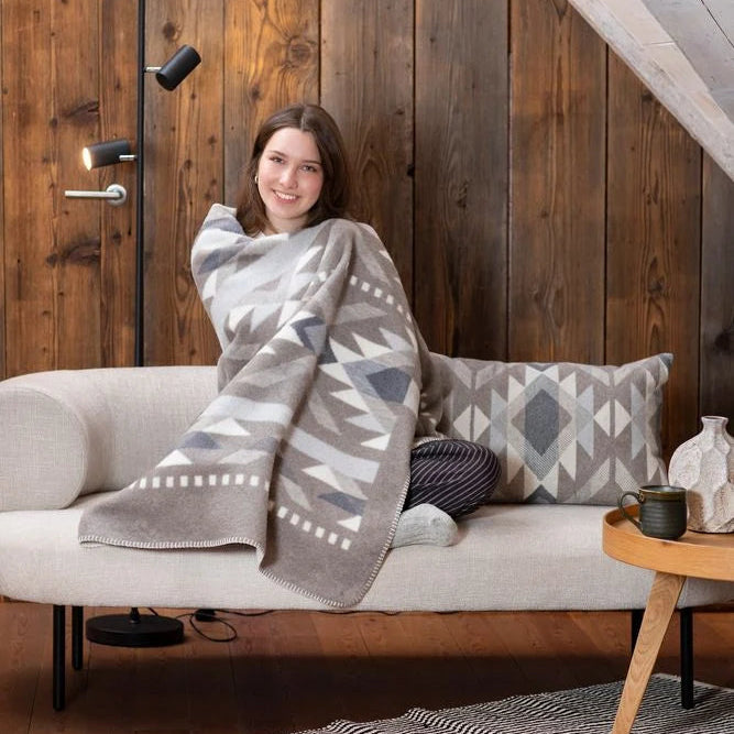 Aztec Taupe Throw by David Fussenegger