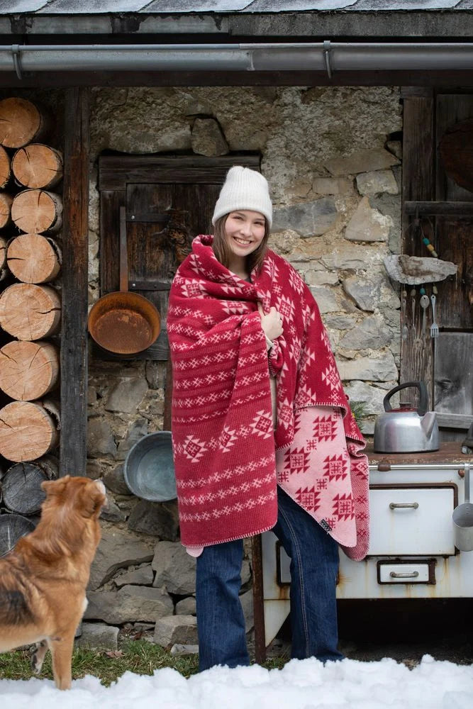 Norwegian Border Red Throw by David Fussenegger