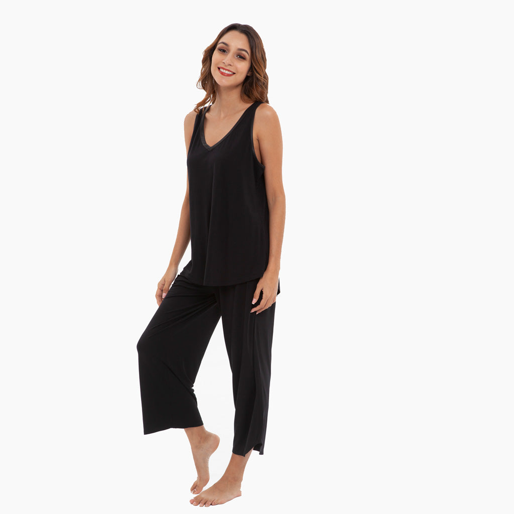 Black Bamboo Capri Set