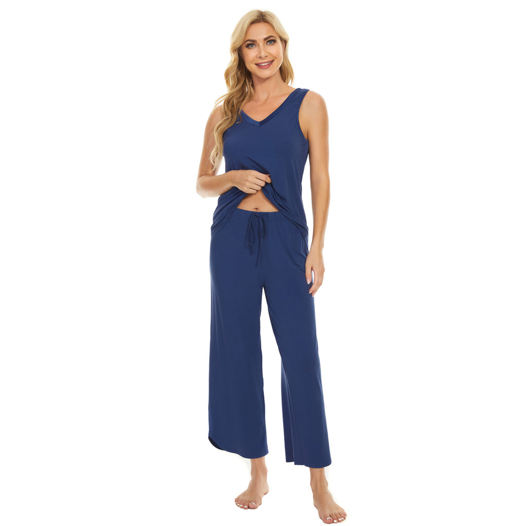French Blue Bamboo Capri Set