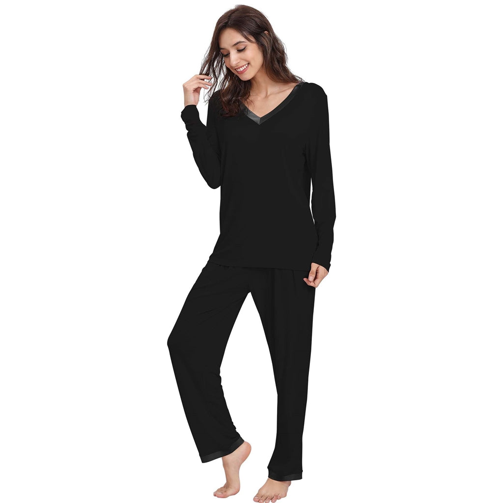 Black Bamboo Long Sleeve PJ Set