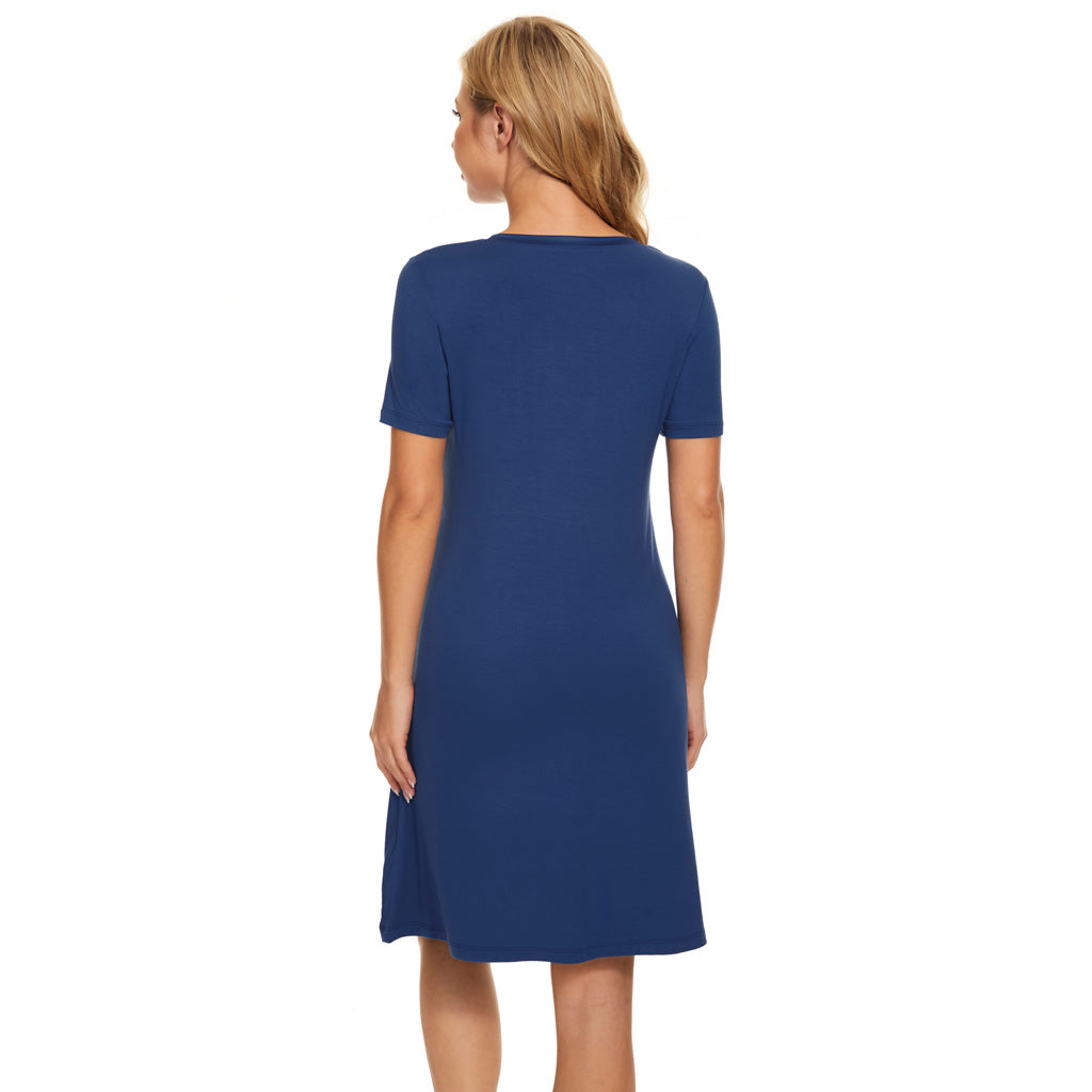 French Blue Bamboo Short Sleeve Nightdress