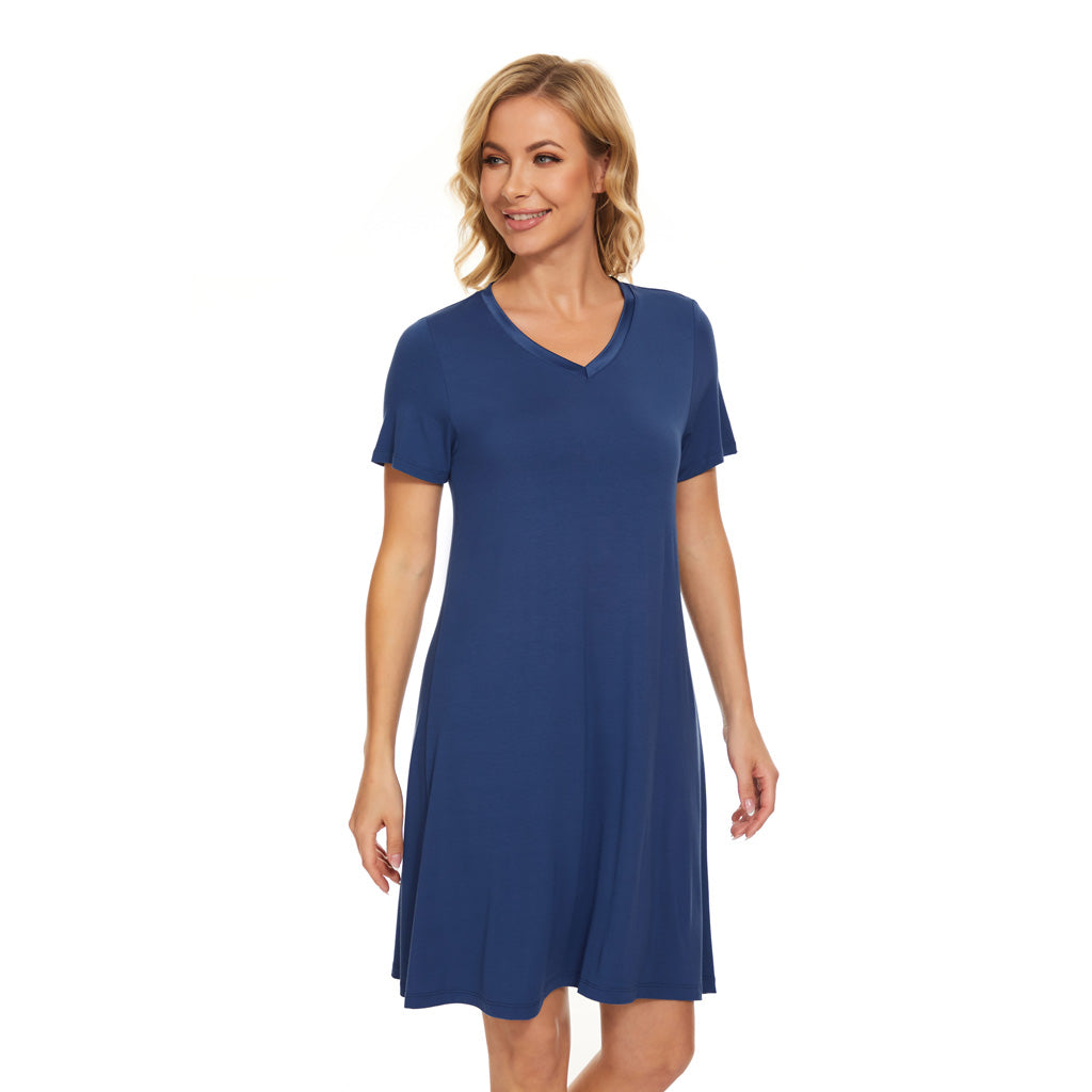 French Blue Bamboo Short Sleeve Nightdress