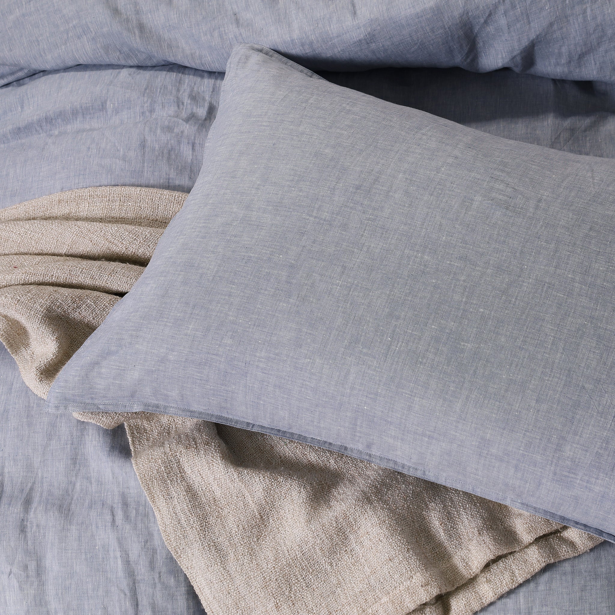 Blue Heather French Linen Duvet Cover Set