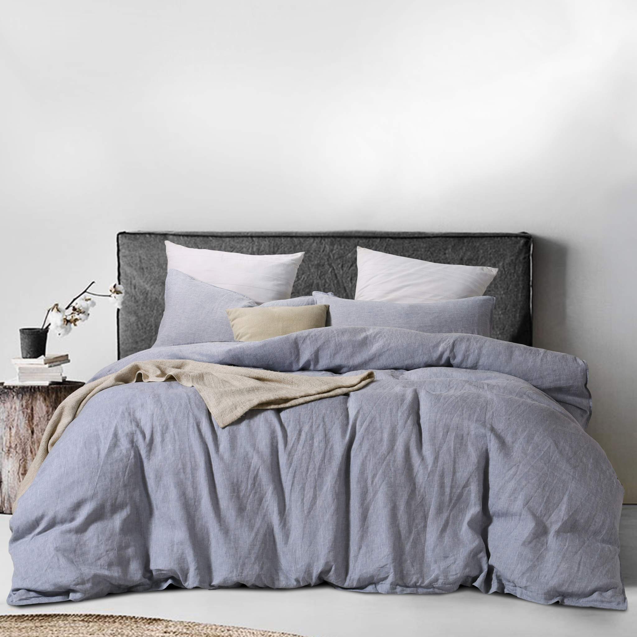 Blue Heather French Linen Duvet Cover Set