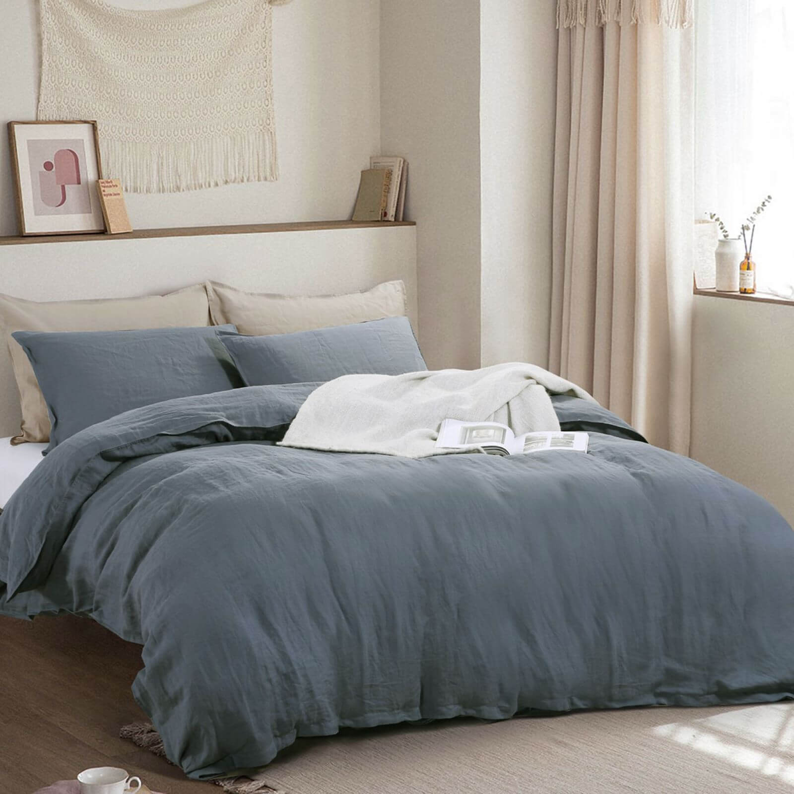 Graphite French Linen Duvet Cover Set