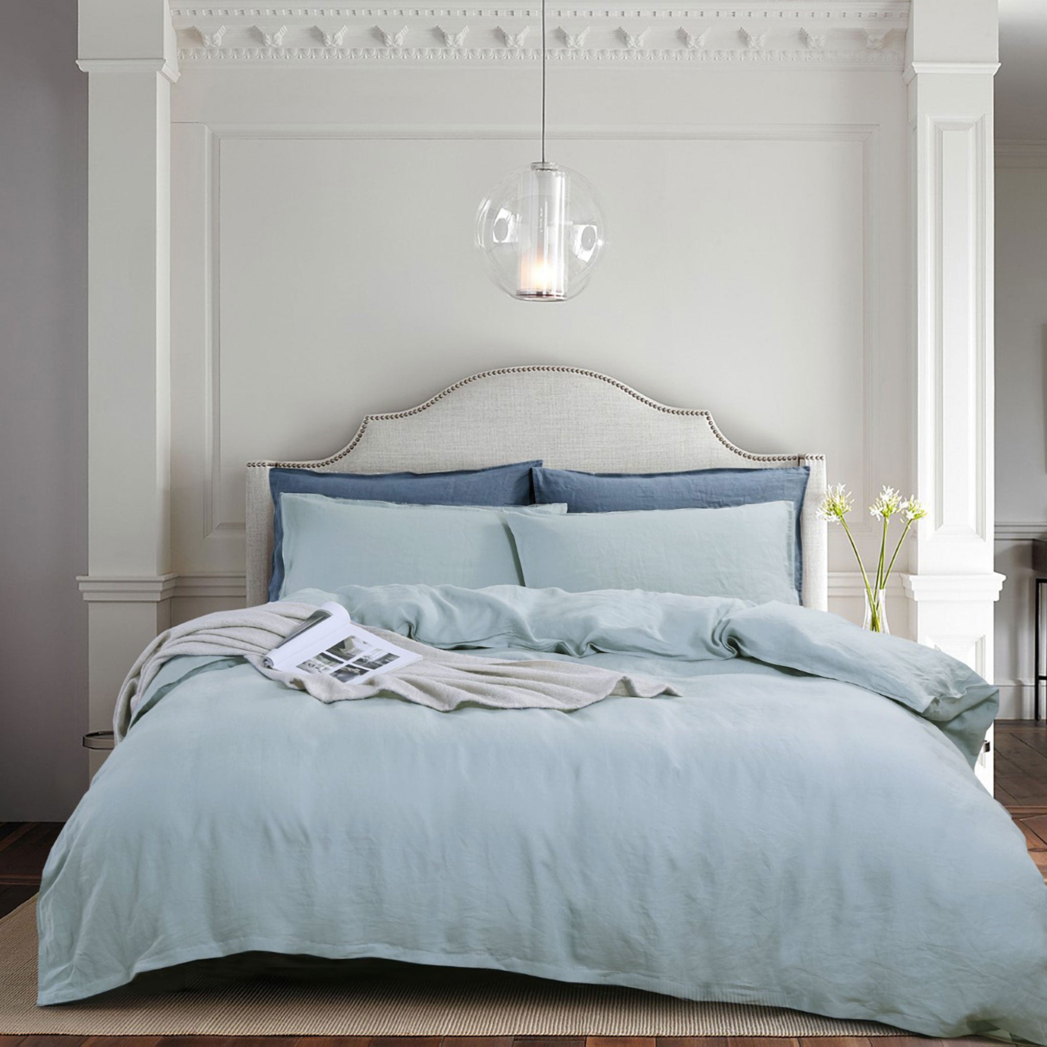 Soft Aqua French Linen Duvet Cover Set