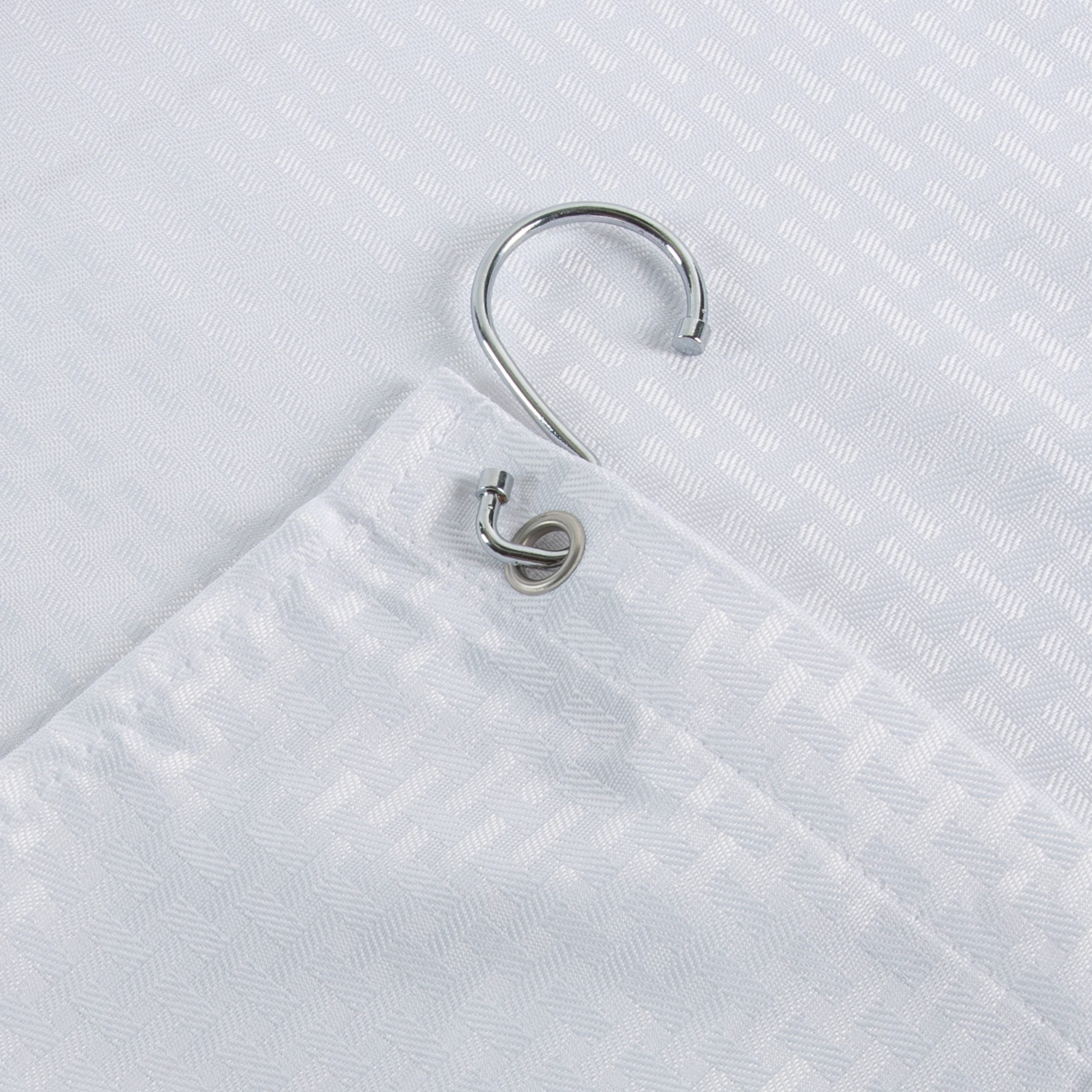 Basketweave White Shower Curtain