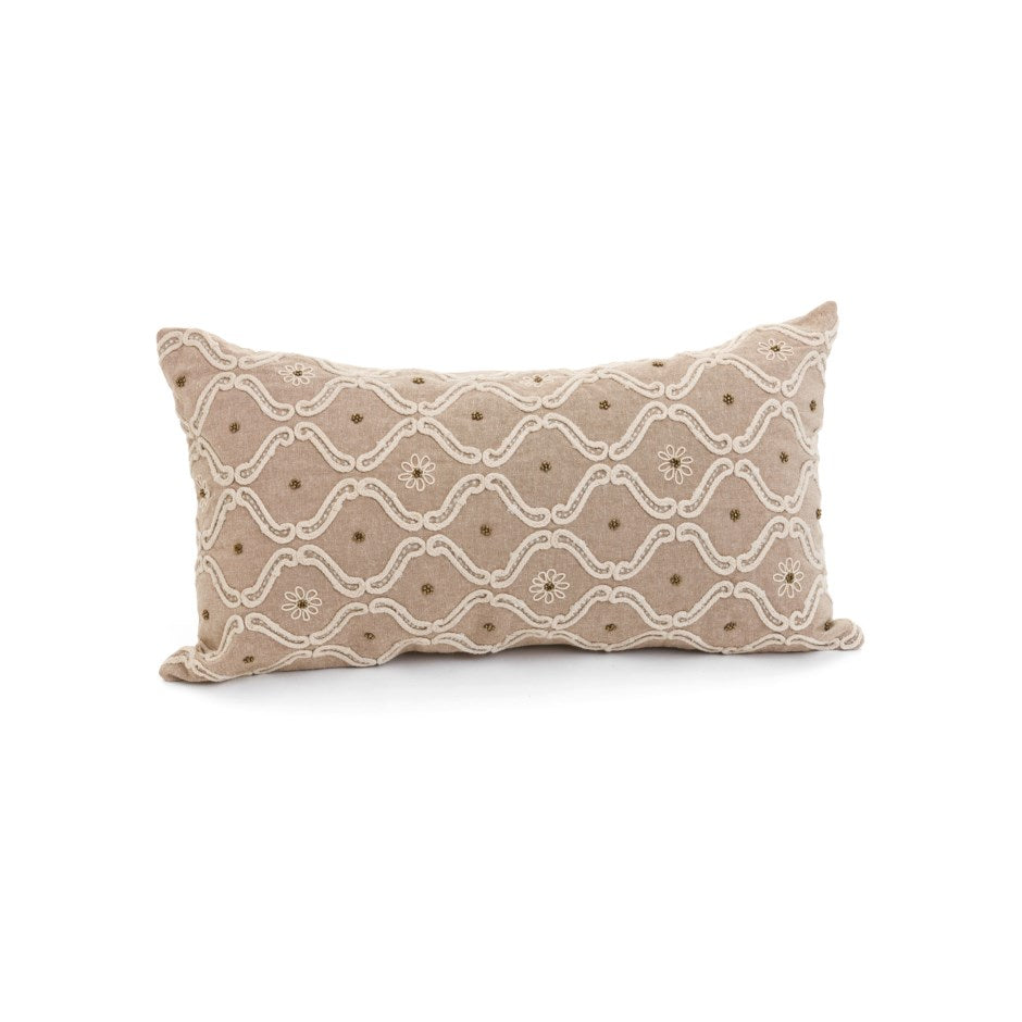 Natural Chambray Embroidered Cushion