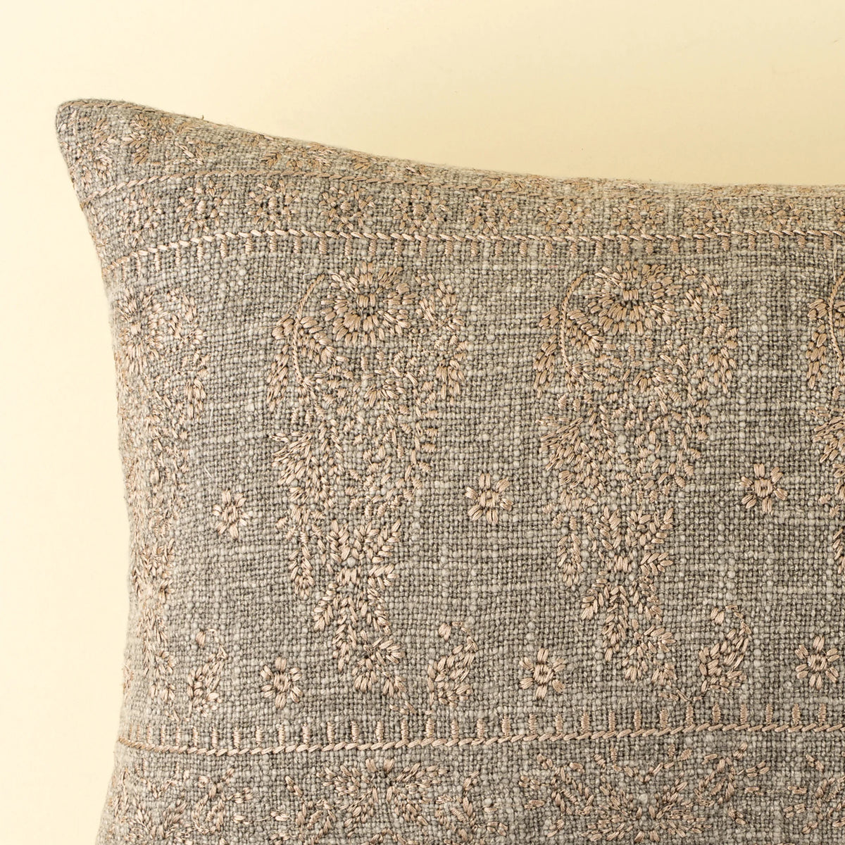 Nisha Embroidered Cushion Ash