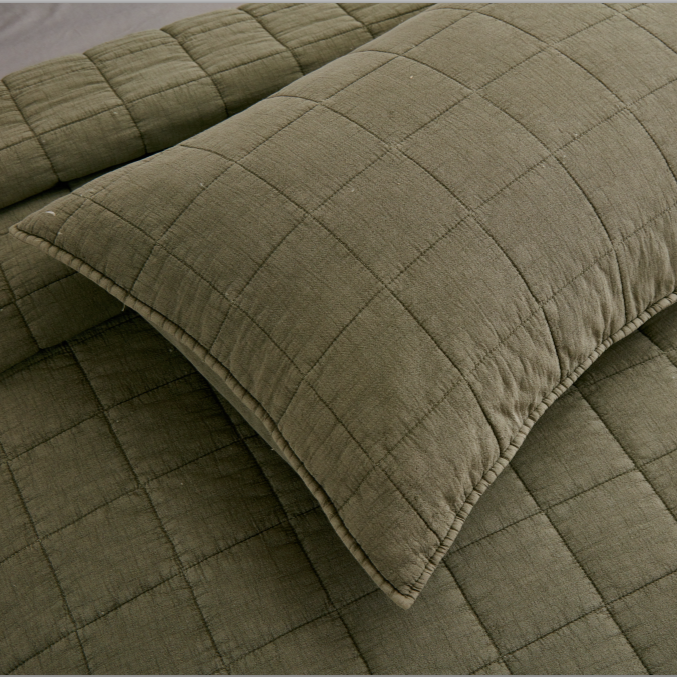 Squares Coverlet Set Green
