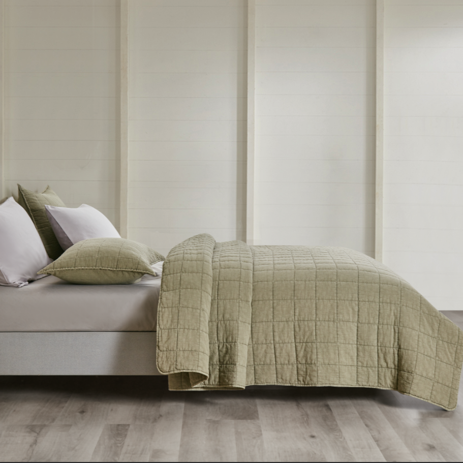 Squares Coverlet Set Green