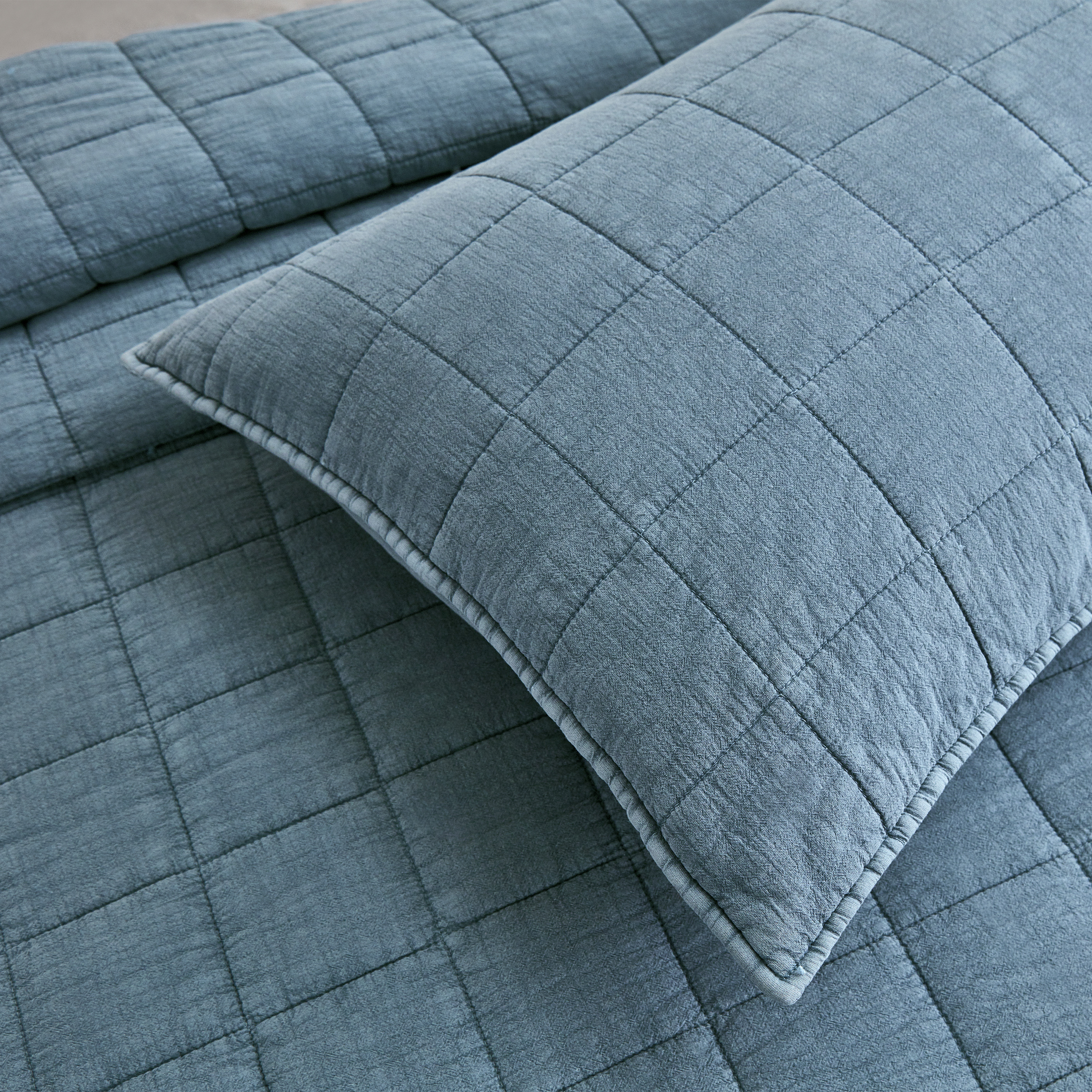 Squares Coverlet Set Blue