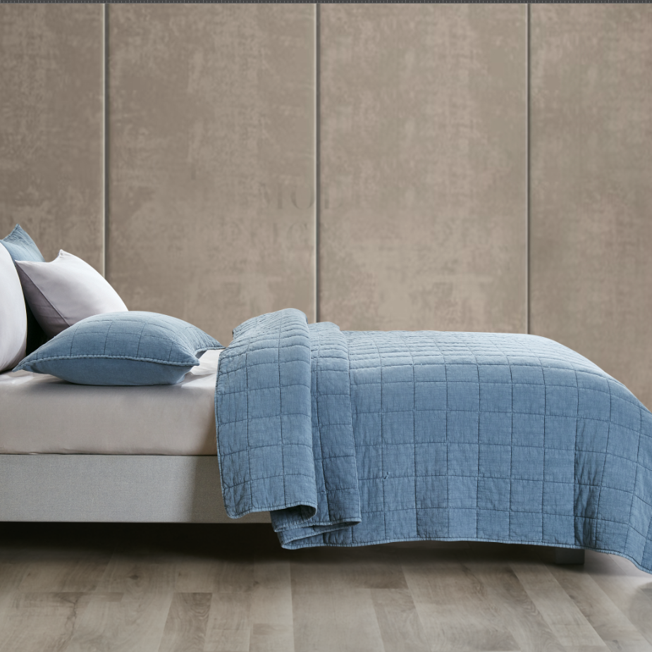 Squares Coverlet Set Blue