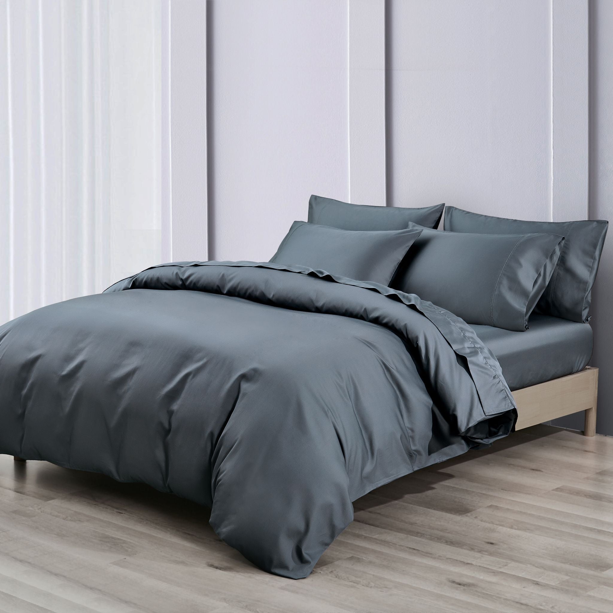 Steel Blue Pima Cotton Duvet Cover Set