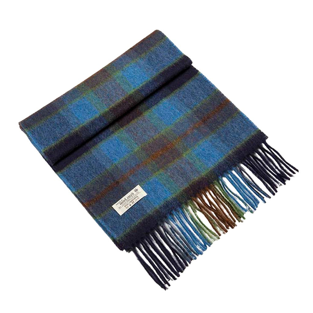 Lambswool Scarf Blue Check (242)