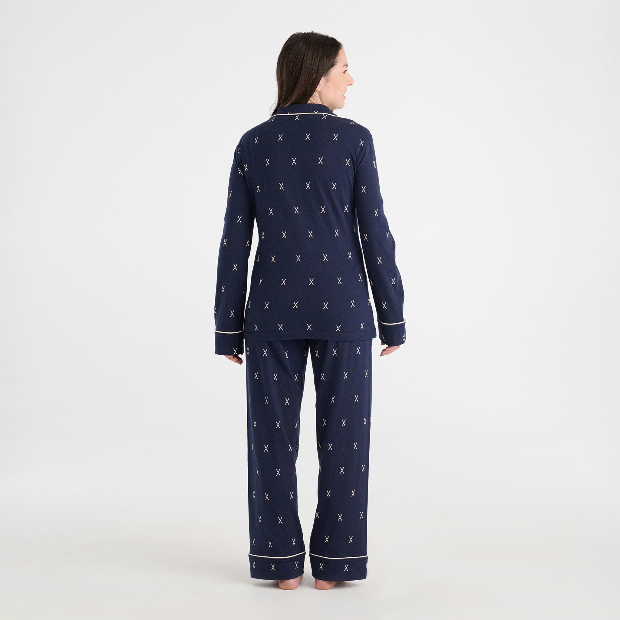 Navy Ski Jersey Pajama Set