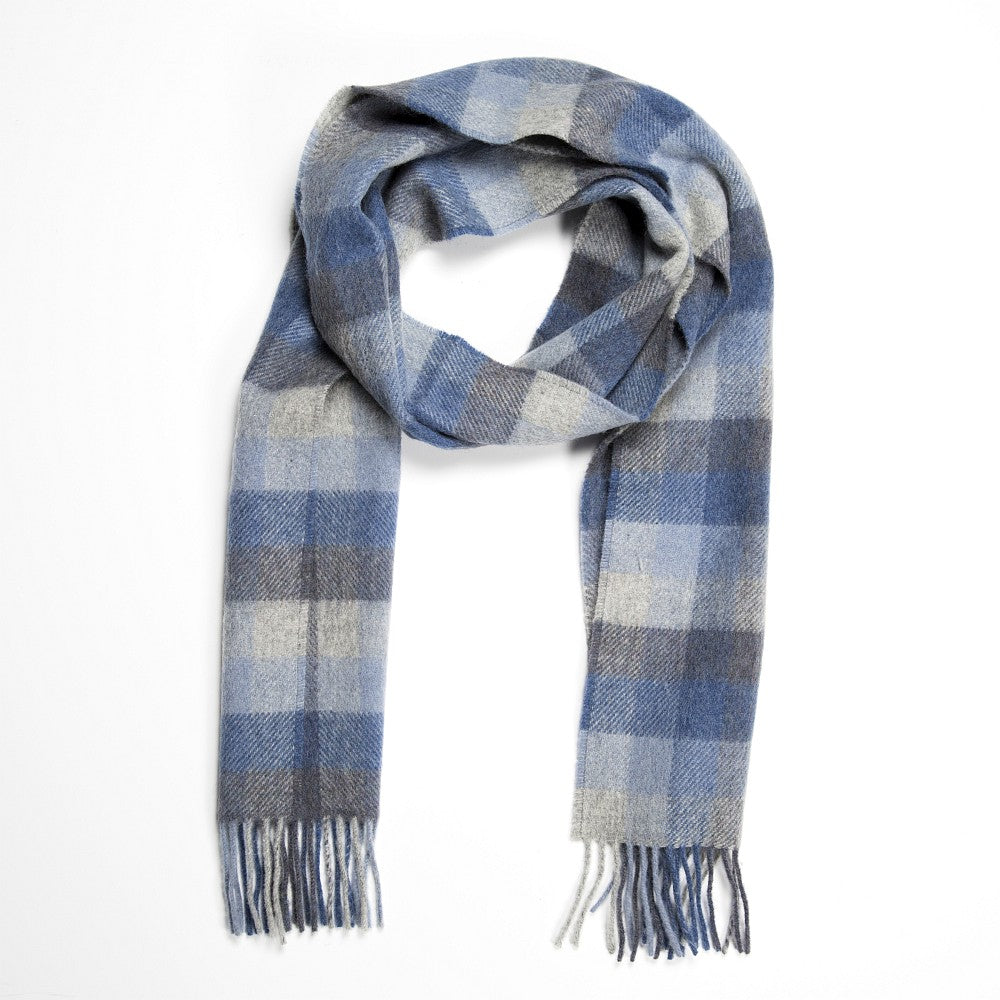 Lambswool Scarf Blu Grey Check (1967)