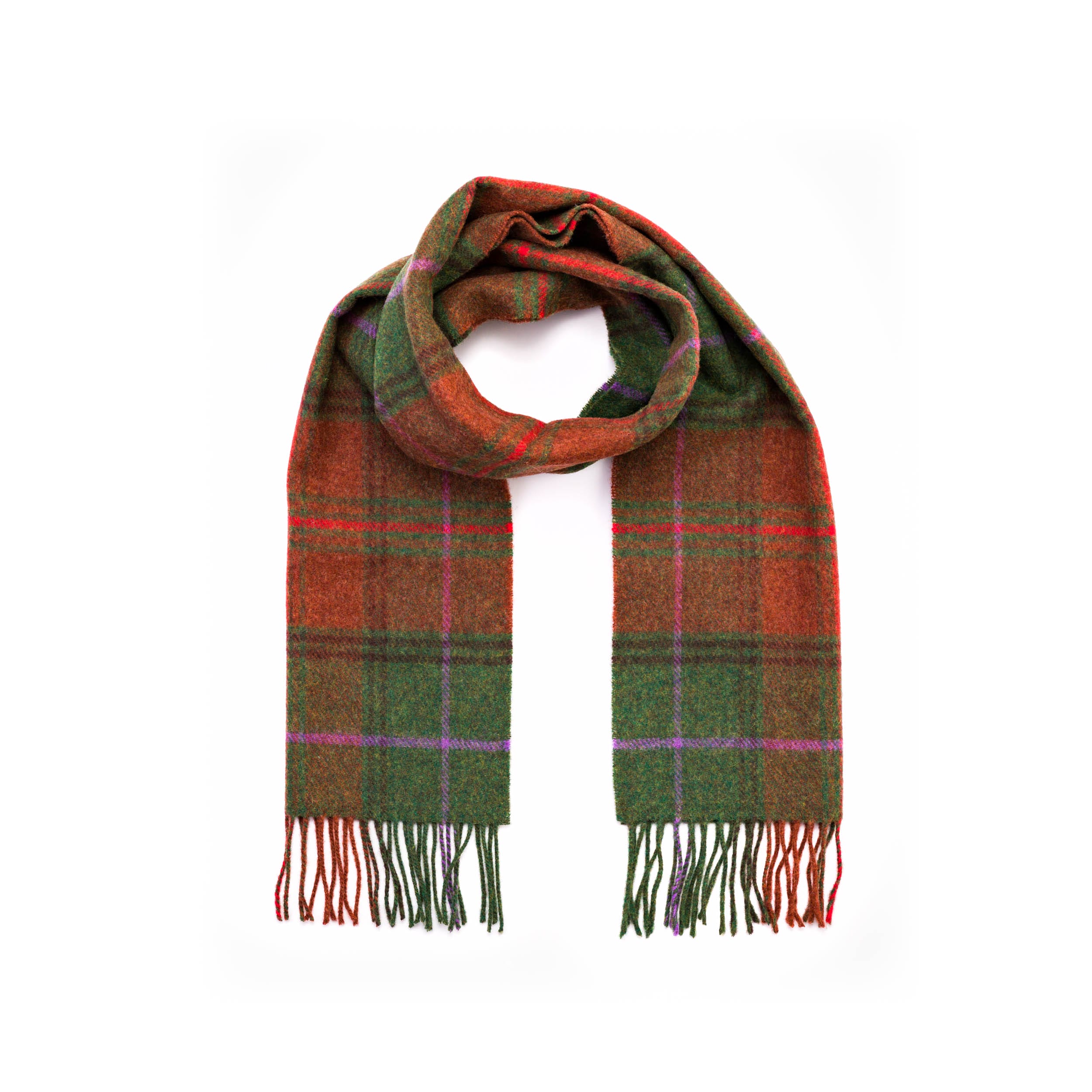 Lambswool Scarf - Rust, Green, Orange (263)