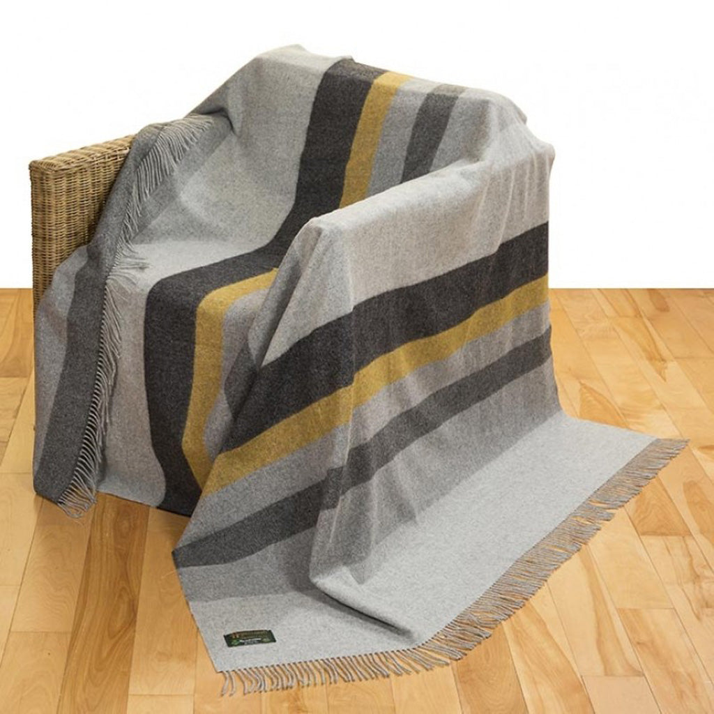 Merino Wool Throw - Gold Stripe