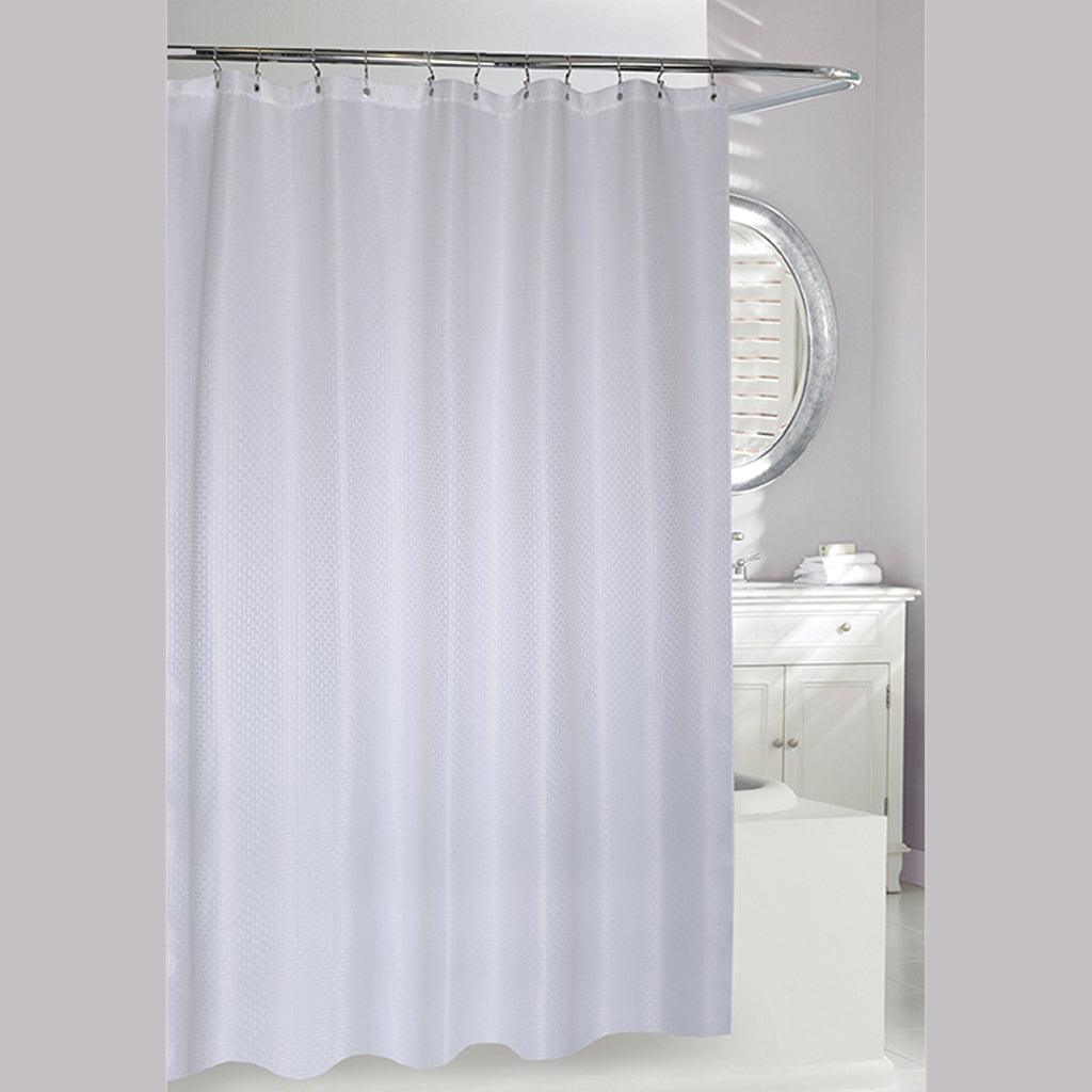 Basketweave White Shower Curtain
