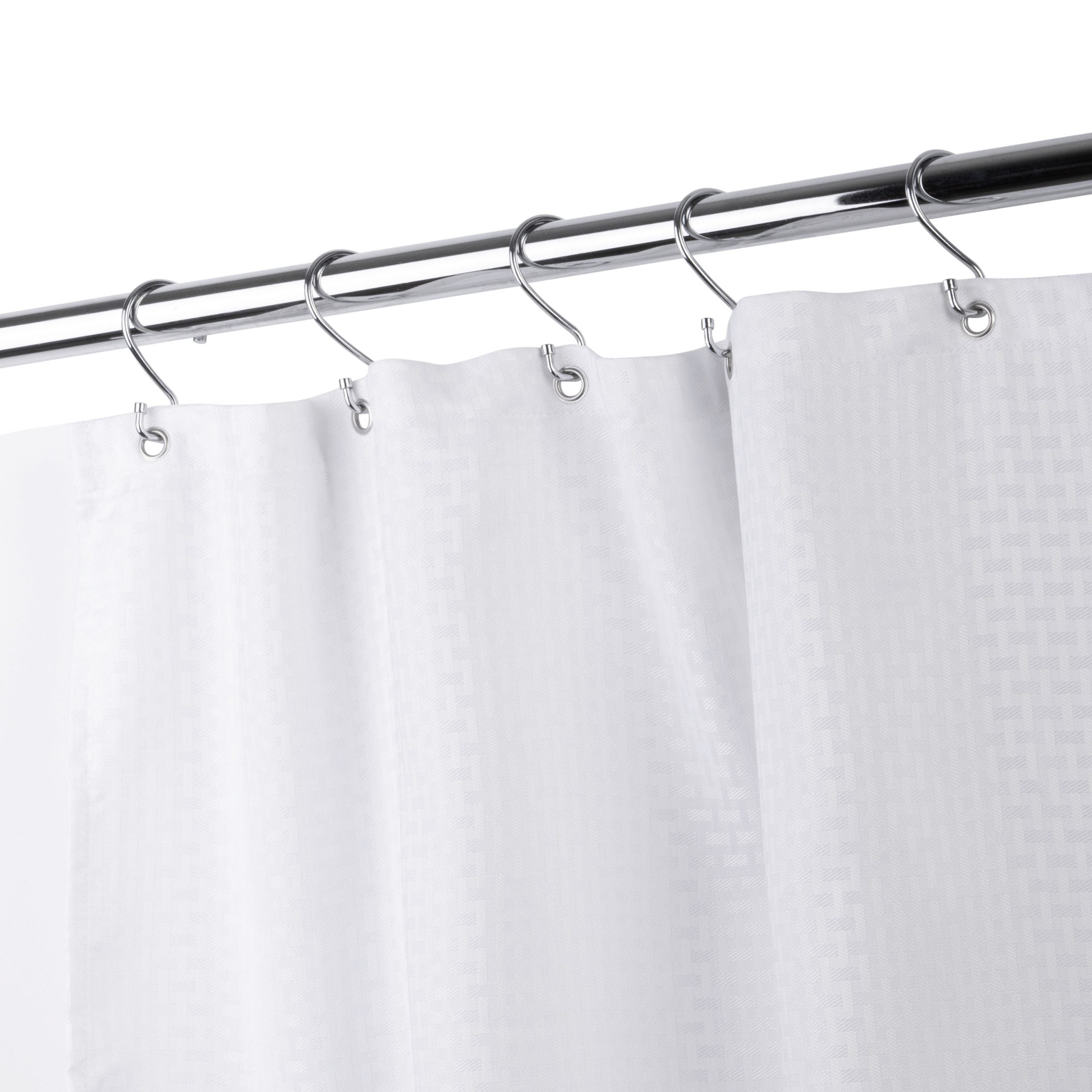 Basketweave White Shower Curtain