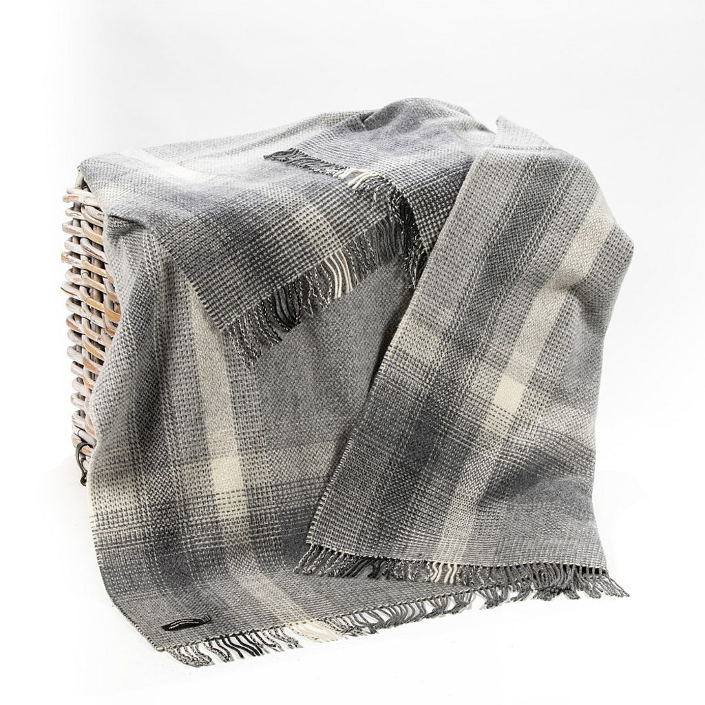 Merino+Cashmere Throw -  Silver Border