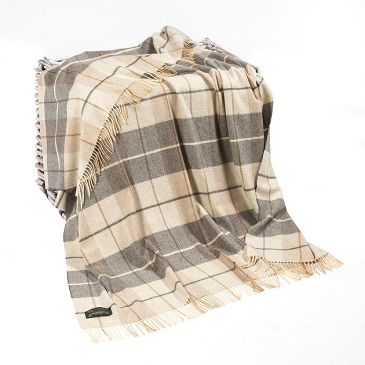 Throw- Lambswool Cream,Brown Check (629)