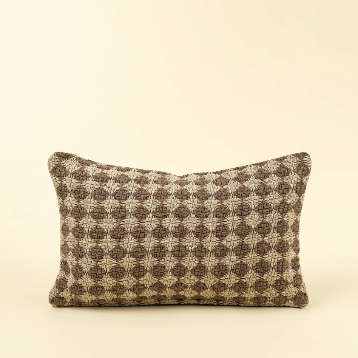 Check Weave Pillow Brown