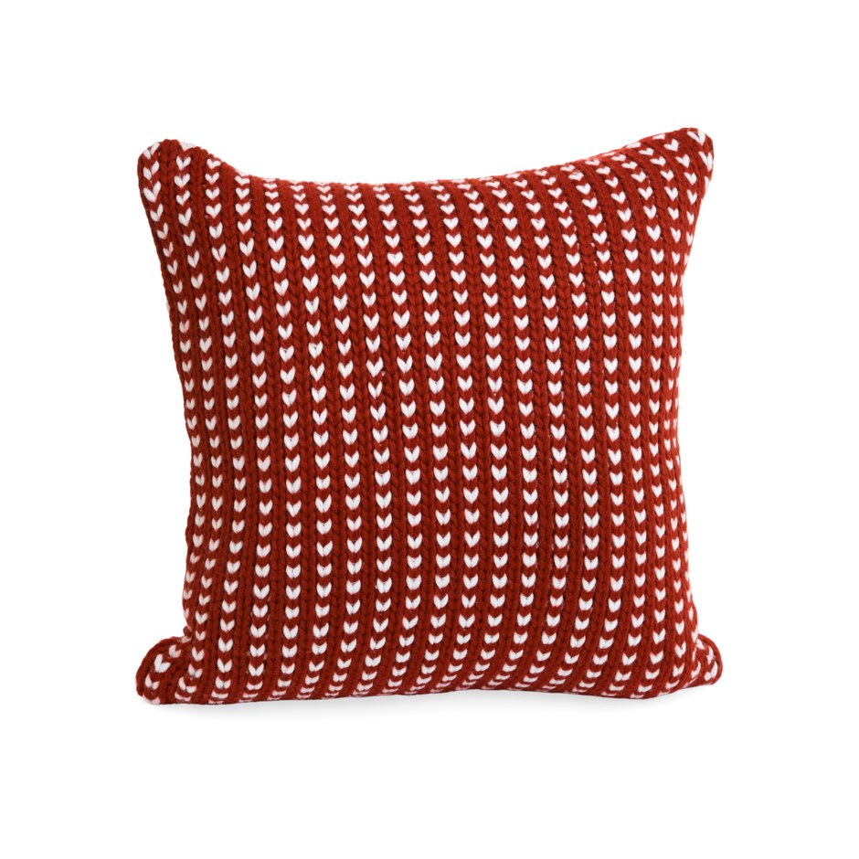 Red & White Knit Square Cushion