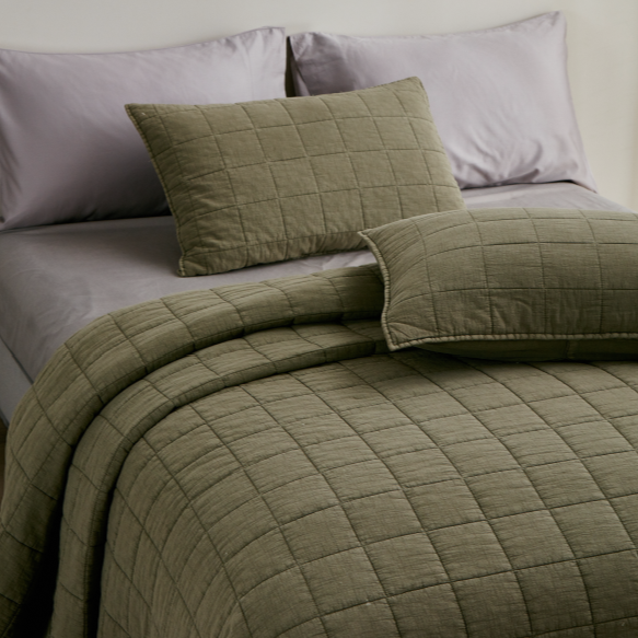 Squares Coverlet Set Green
