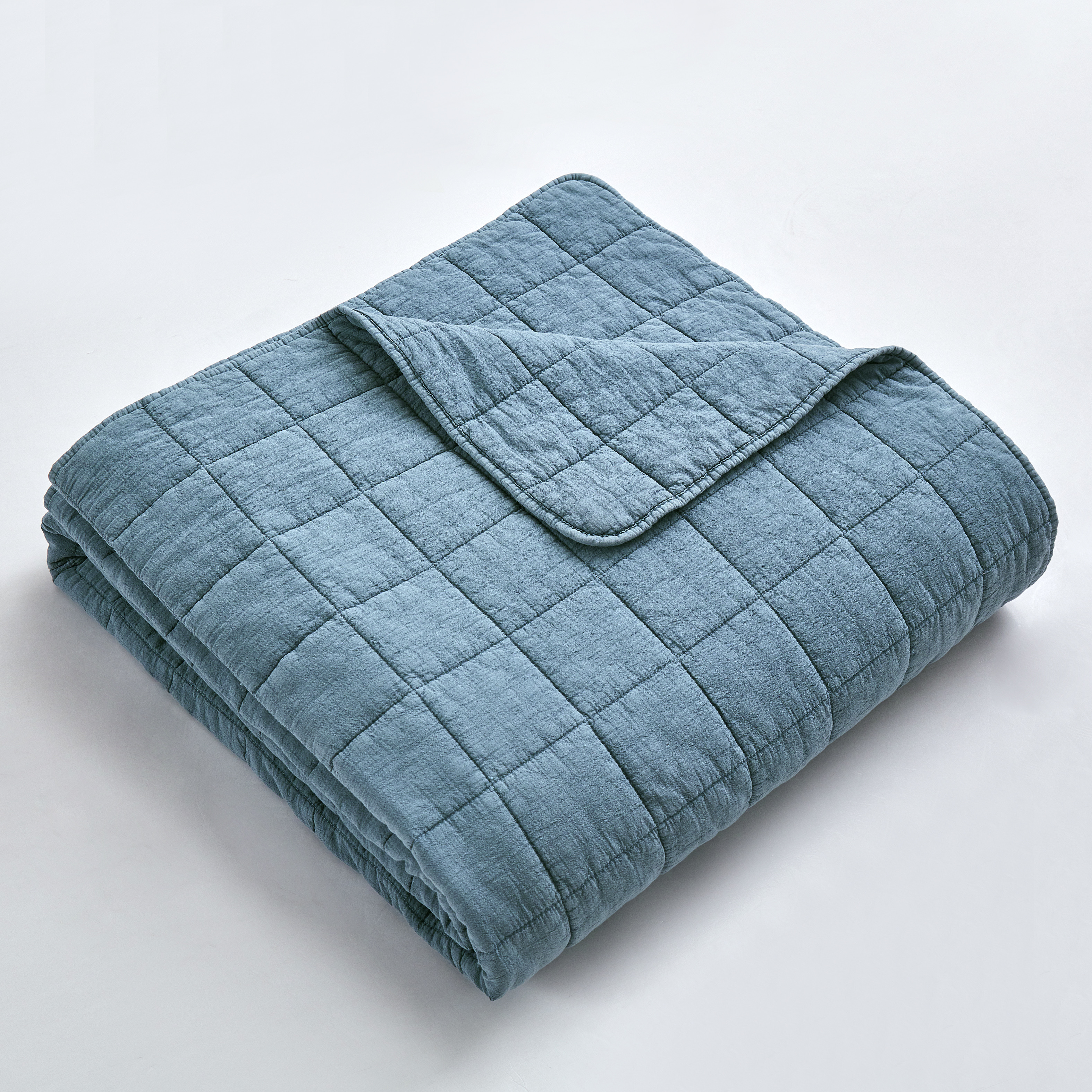 Squares Coverlet Set Blue
